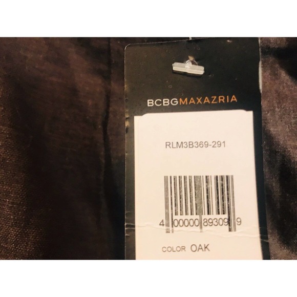 NEW BCBGMAXAZRIA LINEN BLEND SKIRT Brown Oak Button Detail Sz 10 MSRP $88 - Picture 5 of 5